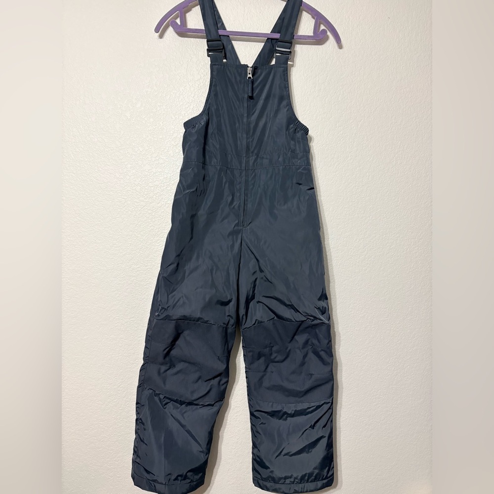 Lands' End Kids' Black Snow Bib Overalls Adj Straps Articulated Knees. Size 8